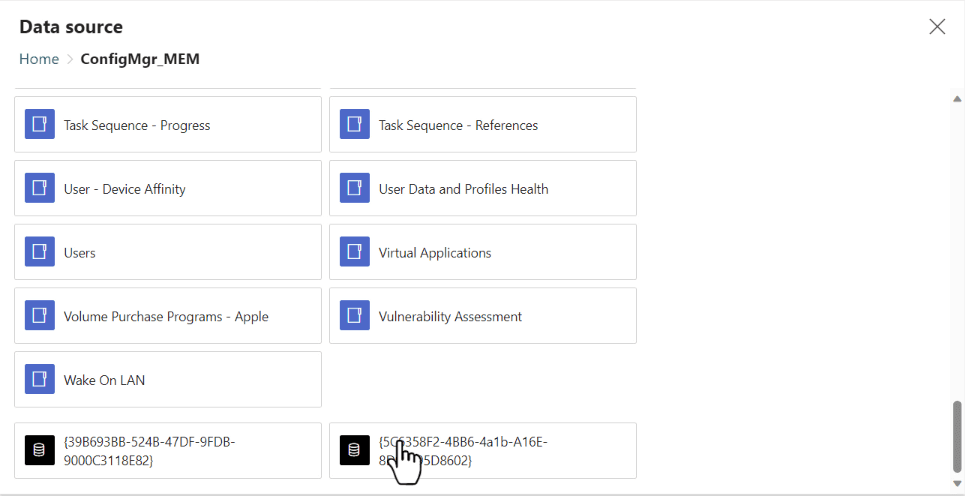 Selecting the data source