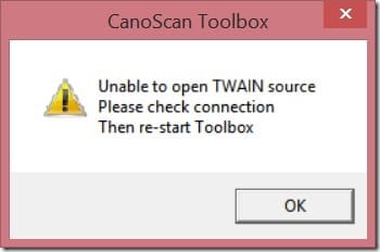 Canon Scanner – Unable to Open TWAIN Source