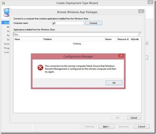 How to Add a Third Deployment Type (Windows 8.x) to an Existing Application-Error Message