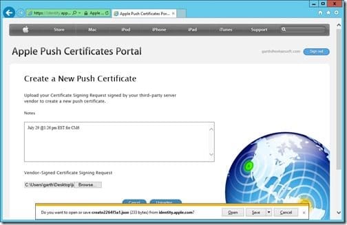 Apple Push Certificate-Step 3 Apple Push Certificate-Step 3