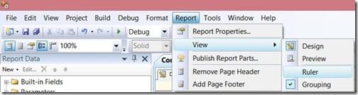 Enabling the Ruler - Report - View - Ruler