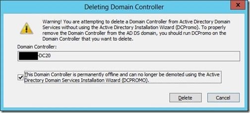 Decommissioning a DC - Check Box