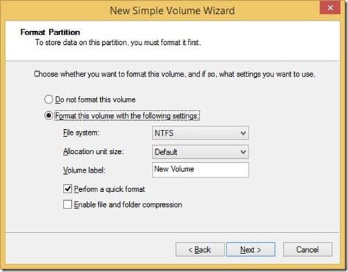 New Simple Volume Format Partition