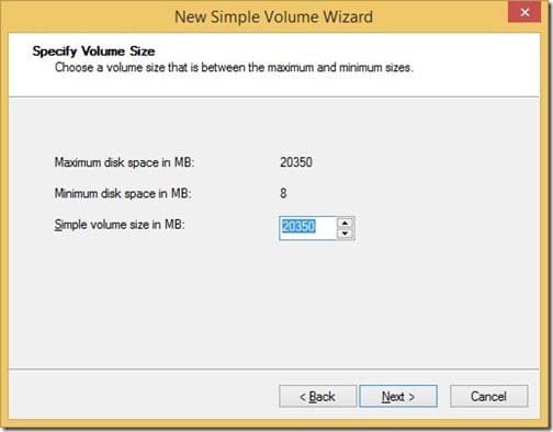 Creating a Standalone VHD-New Simple Volume Size