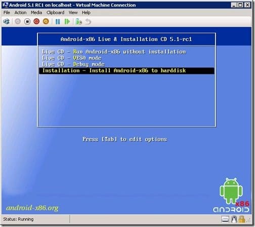 How to Setup Android 5.1 RC1 on Hyper-V-Step 2