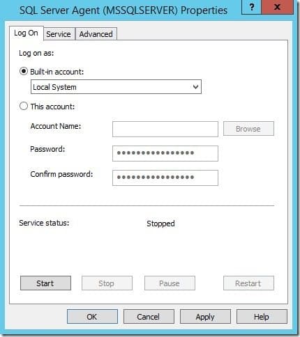 Defining the SQL Server Agent Log On account