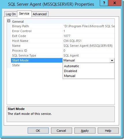 How to Enable SQL Server Agent Service-Start Mode