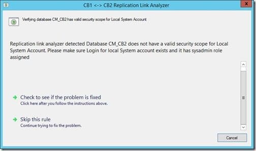 Collections Not Updating on the CAS First Replication Link Analyzer Message