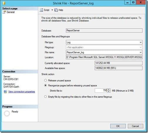 Problem with My SSRS Server-Shrinking-700MB