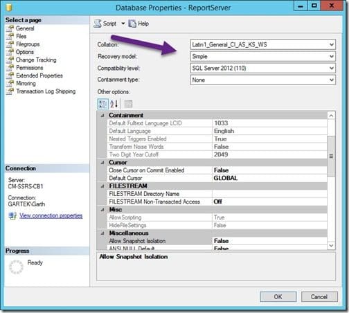 Problem with My SSRS Server-Simple Recovery Model-OK