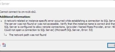 Error: 40 – Could Not Open a Connection to SQL Server