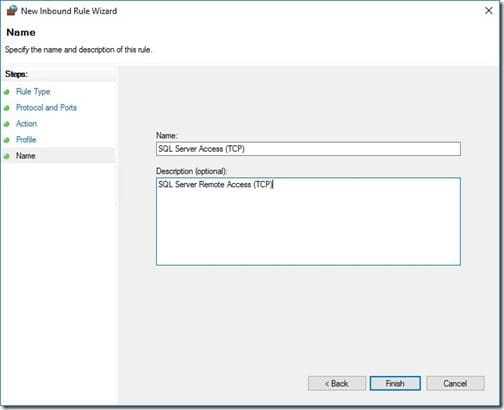 Naming the Firewall rule Naming the Firewall rule