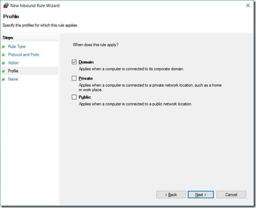 Setting the firewall to domain only. Setting the firewall to domain only.