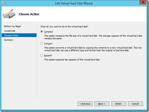 How to Compact and Shrink the Size of a VHD File-Compact Choose Action Compact Choose Action