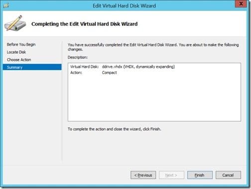How to Compact and Shrink the Size of a VHD File-Compact Summary Compact Summary