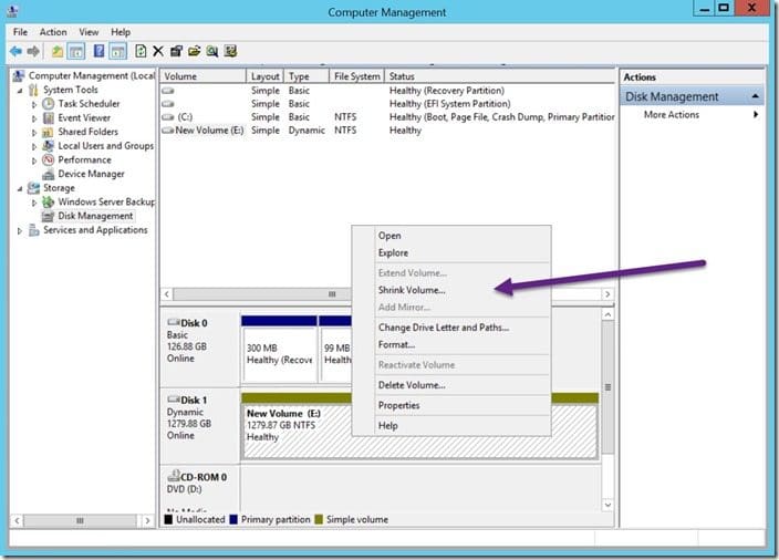 How to Compact and Shrink the Size of a VHD File-Shrink Volume