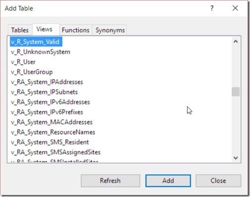 SQL Views Tab