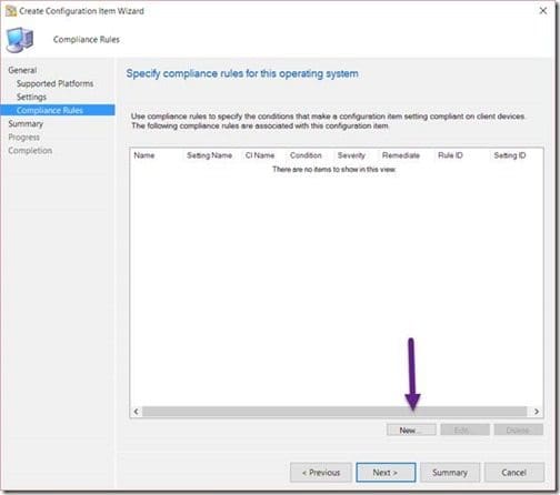 Create Configuration Item Wizard - Compliance Rules Compliance Rules