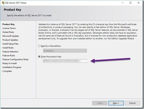 SQL Server 2017 - Product Key