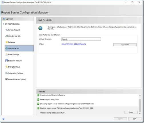 SQL Server Reporting Services 2017 - Web Portal URL Web Portal URL