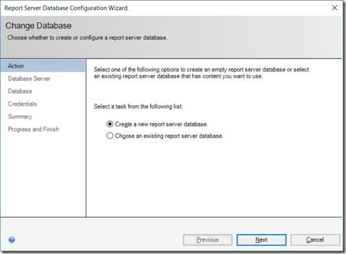 Power BI Report Server - Change Database - Action