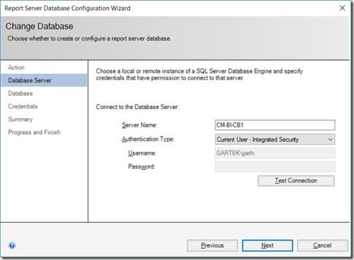 Power BI Report Server - Change Database - Database Server