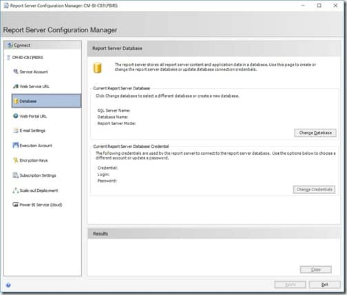 Power BI Report Server - Database Node