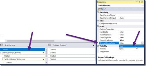 Repeating Header Rows - Properties