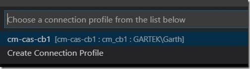 Visual Studio Code - Create Connection Profile