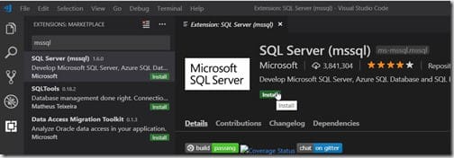 Visual Studio Code - MSSQL - Install Visual Studio Code - MSSQL - Install