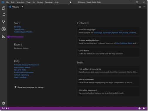 Visual Studio Code - Welcome Screen