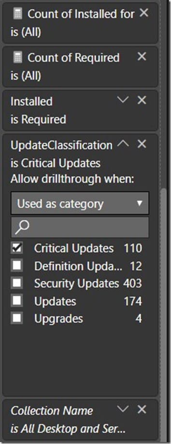 Drillthrough Filters - Values