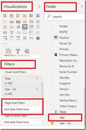 Power BI Filters - Filters - Fields Filters - Fields