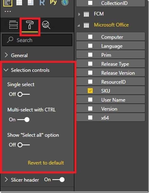 Power BI Slicer - Selection Controls