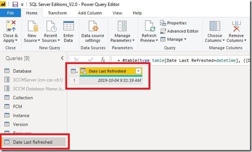 Add the Last Refreshed Date and Time - Table and Column