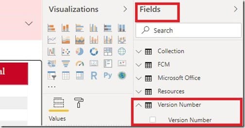 Version Number - Fields Pane