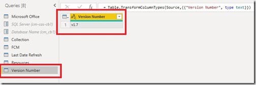 Version Number - Queries Pane