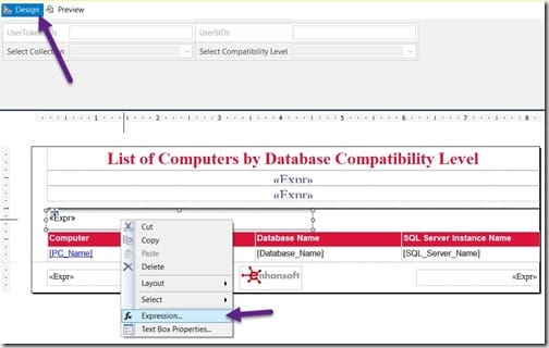 Add the Total Number of Computers in a SSRS Table - Design Tab