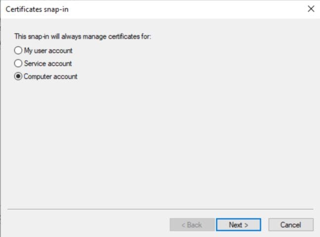 Managing Computer Account certs for the snap-in