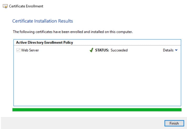 Successfully enrolled the web cert