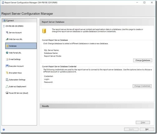 Power BI Report Server 2019 - Change Database