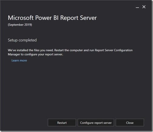 Power BI Report Server 2019 - Setup Completed