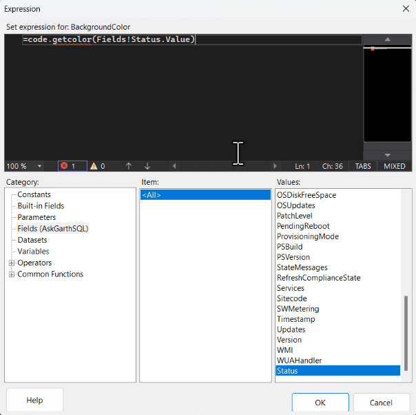 Expression window. 