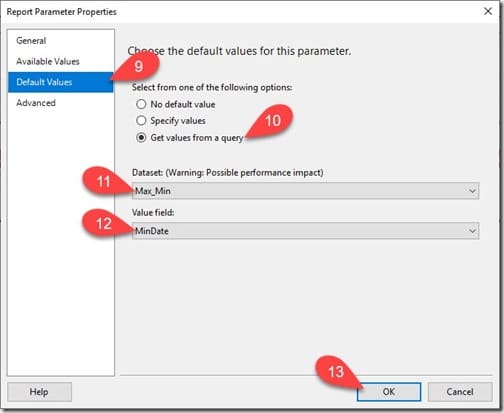 SSRS Date Range Prompt - Default Values Node