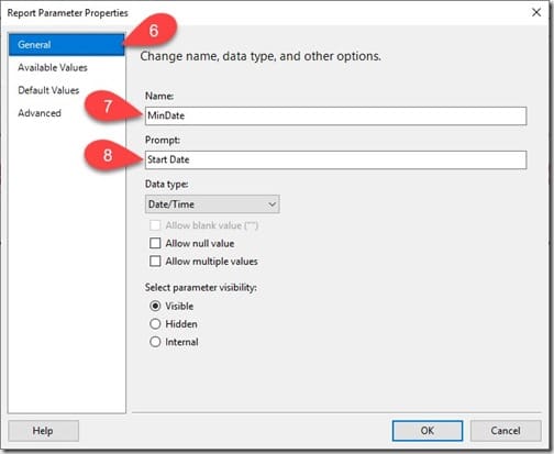 SSRS Date Range Prompt - General Node