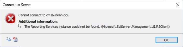 PBRS Error Message when connecting with old SSMS