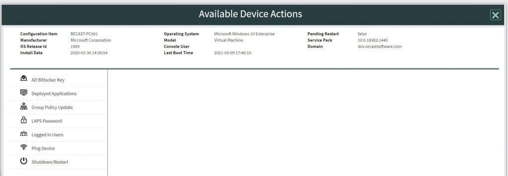Right Click Tools - Available Device Actions