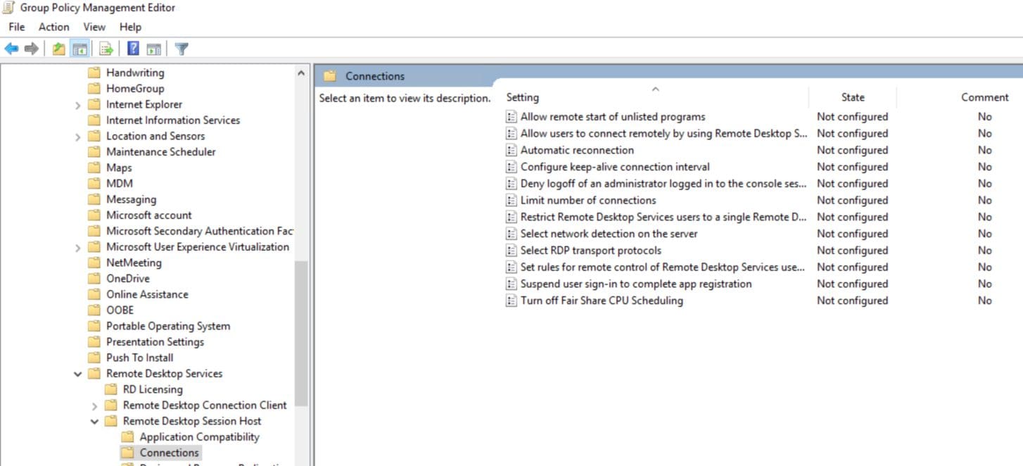 Enable Remote Desktop GPO settings Connection Node within GPME