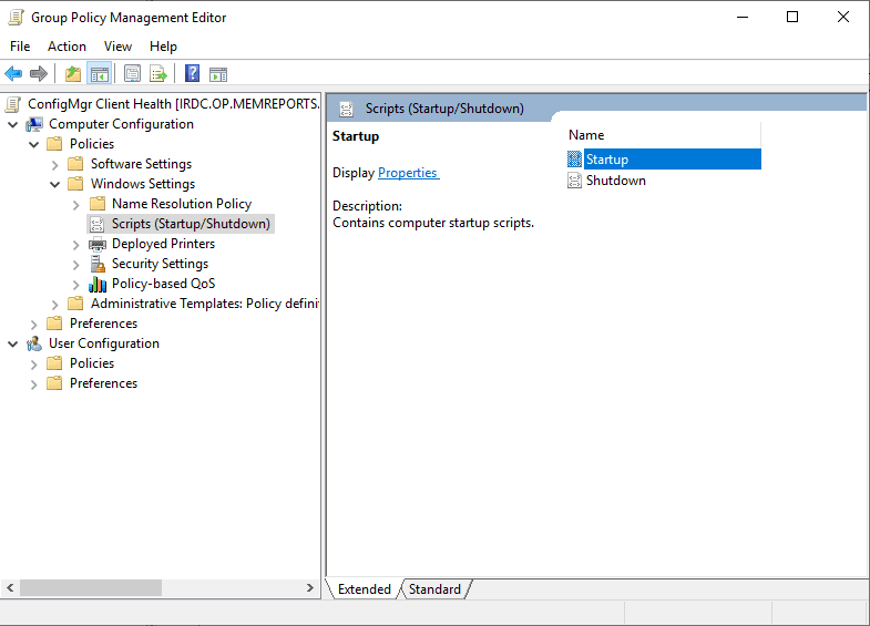 Configurating the Startup script within the Computer Start Up GPO