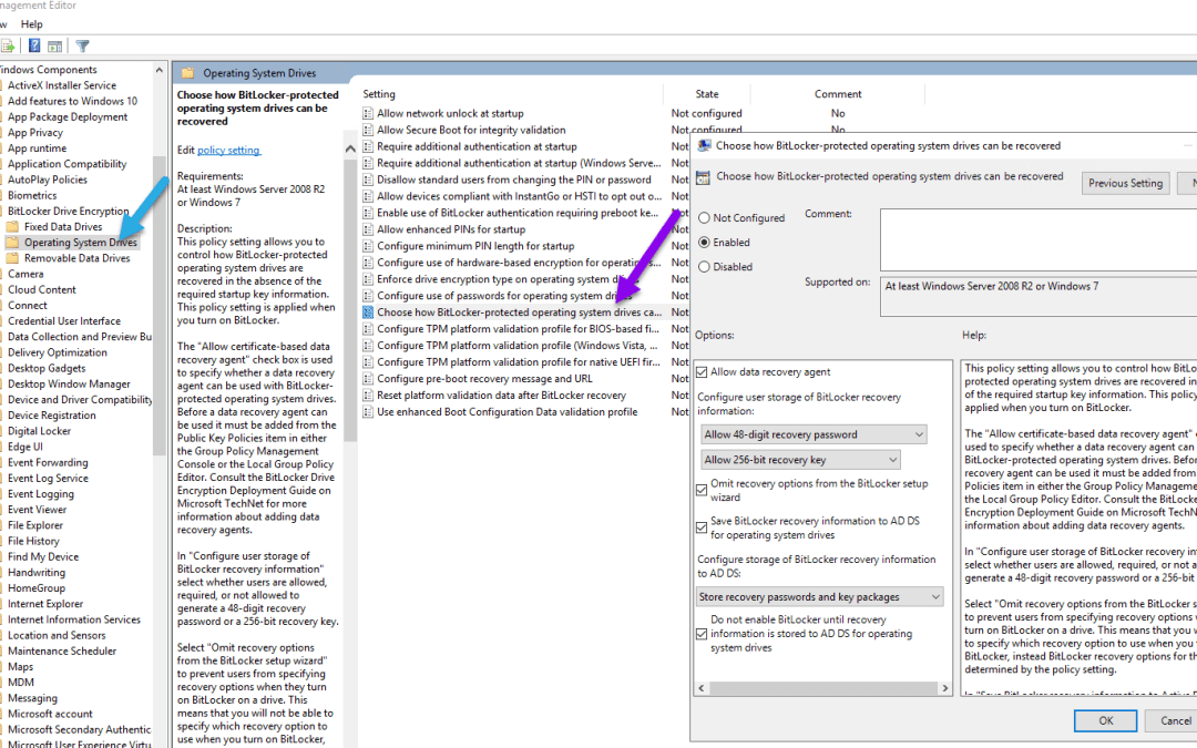 How to Enable BitLocker Recovery Information to Active Directory